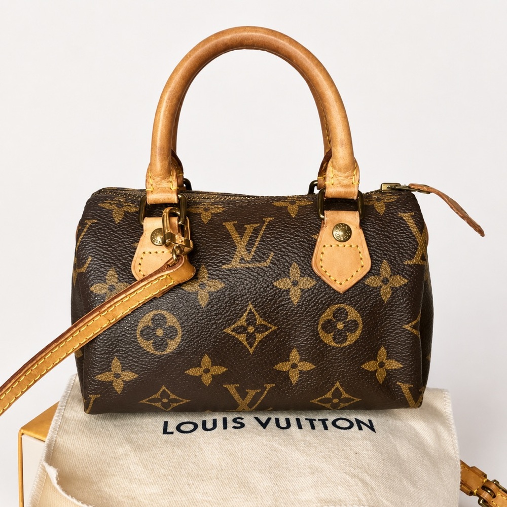 LOUIS VUTTON Mini Nano Speedy Monogram Crossbody Bag With LV Dust Bag LV Box COA